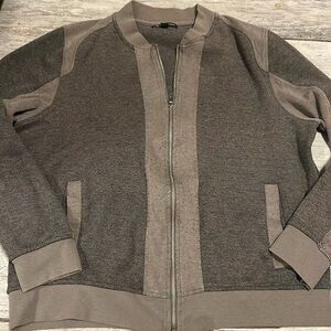 INC Brown weathered Zip Up Dress Sweater with Pockets